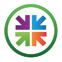 The logo of the Leaders' Club. Four arrows on a circle all pointing into the middle.